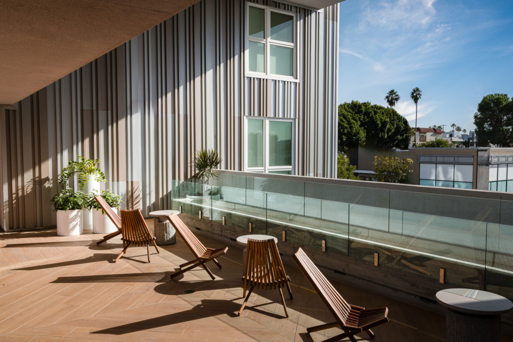 Outdoor lounge looking over skyline